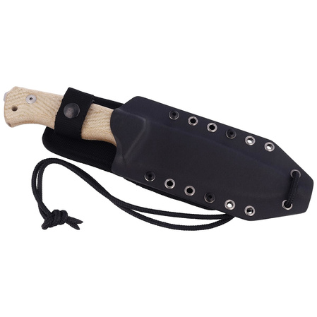LionSteel Knife Natural Canvas Micarta, Satin CPM 3V by Molletta (T6 3V CVN)