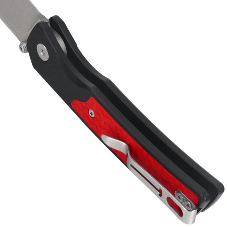Nóż składany Bestechman Icebreaker Black Aluminum / Red G10, Satin D2 (BMK16A)