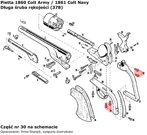 Long handle bolt 1851 Colt Navy, 1860 Colt Army, 1861 Navy, 1858 Remington (378)