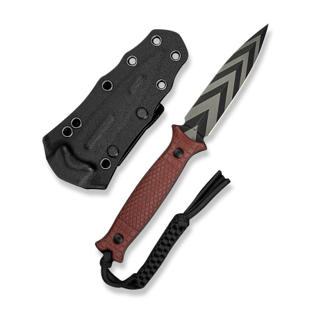 Civivi Perfrico Knife Burgundy G10, Black/Gray Striped 14C28N (C23026-3)