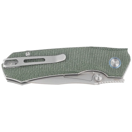 Nóż składany Remette Rhino MC319G Military Green Micarta, Stonewashed 14C28N