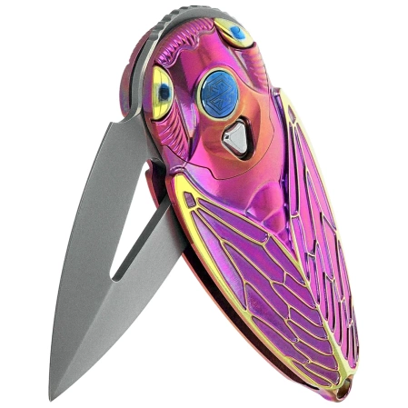 Nóż składany Rike Knife RK Cicada-PG Purple / Gold Titanium, Bead Blasted M390