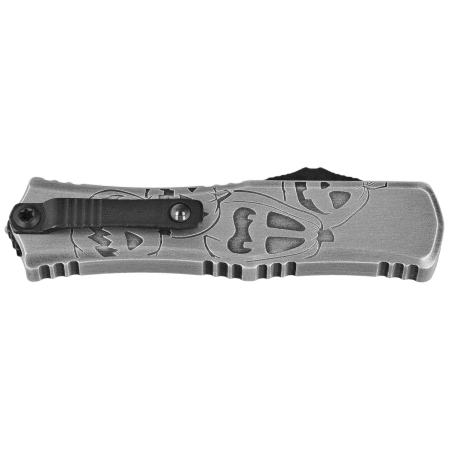 Nóż automatyczny OTF Microtech Hera II Mini D/E Signature Jack-o'-Lantern Aluminium, Black Apocalyptic M390MK by Tony and Sean Marfione (1702M-1 BMHWJLS)
