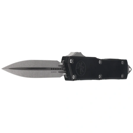 Microtech Scarab II Gen III Executive D/E OTF Knife Black Aluminum, Stonewashed M390MK by Tony Marfione (1175-10)