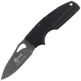 K25 Folding Knife – Black Aluminum, Titanium-Coated 7Cr17MoV (18775)