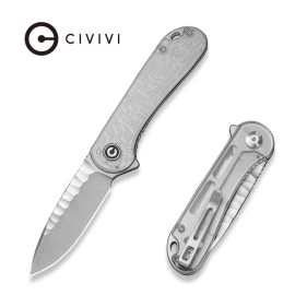 Nóż składany Civivi Elementum Flipper Polished Clear Lexan, Satin/Rock-Grind Pattern Nitro-V (C18062AM-1)