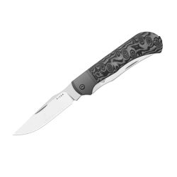 Kizer Trestle TP AirTi Dual Blade Pocket Knife Gray Aluminum / Gray-Black Vortex Pattern Micarta, Satin CTS BD1N by Azo (K3761TPA2)