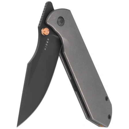 Nóż składany Kizer Harpoon Fold Gray Titanium, Matte DLC Ultra Elmax by Maverick Customs (Ki4784A3)