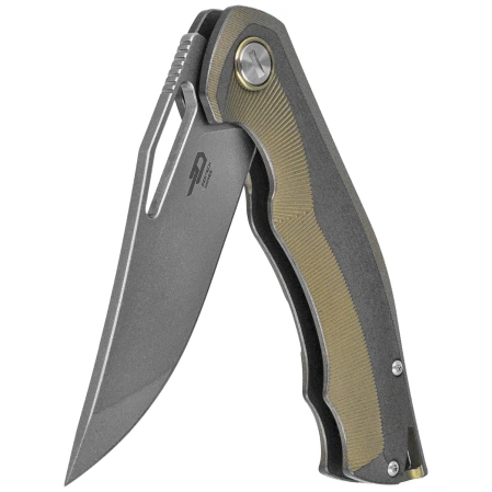 Bestech Tercel Retro Gold/Gray Titanium, Stonewashed CPM S35VN (BT1708A)