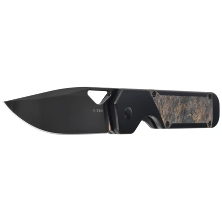 Nóż składany Kizer Militaw Black Titanium / Dark Matter Gold Fat Carbon, Black Mirror Finish / DLC S45VN by Jonathan Styles (Ki3634A3)