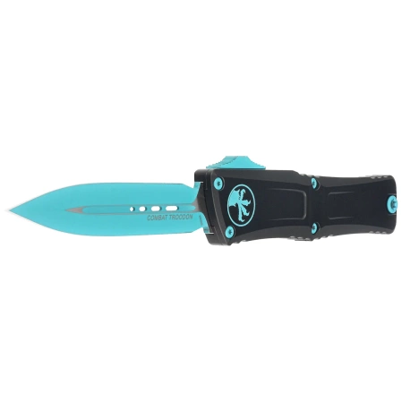 Nóż automatyczny OTF Microtech Combat Troodon D/E Gen III Black Aluminium, Turquoise M390MK by Tony Marfione (1142-1TQSK)