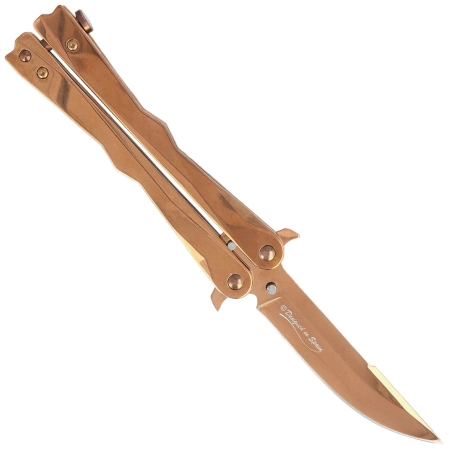 Nóż składany motylek Martinez Albainox RainGold Balisong Gold Steel, Gold 3Cr13Mov (02165)