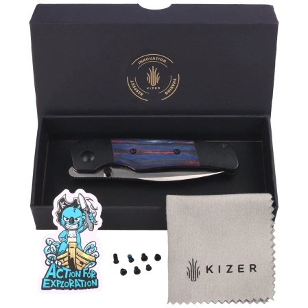 Nóż składany Kizer Coywolf Titanium / Reconstituted Wood, Satin S45VN Derek Sharon (Ki3685A2)