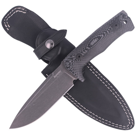 LionSteel Tactical Knife Black Micarta, PVD / Stone Washed Niolox by Molletta (T5B MI)