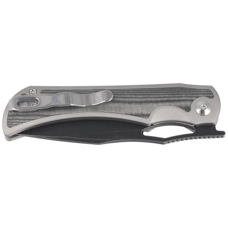 Kizer Allure Knife Silver Titanium / Black Norplex UltreX Micarta, Black Stonewashed S45VN by Johan Jordaan (Ki4763LDA2)