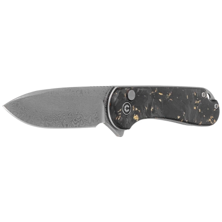 Nóż składany Civivi Button Lock Elementum II Shredded Carbon Fiber/Golden Shred, Damascus (C18062P-10)
