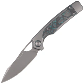 Kizer Ara Knife Gray Titanium / Brittany Blue Camo Carbon, Gray Stonewashed S45VN Jonathan Styles & Paul Munko (Ki3729A2)