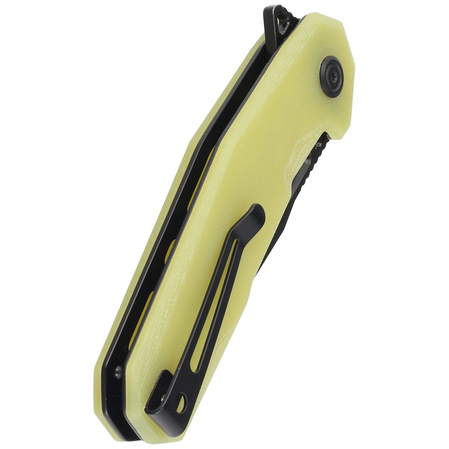 Kubey Carve Knife Translucent Yellow G10, Blackwashed AUS-10 (KB237J)