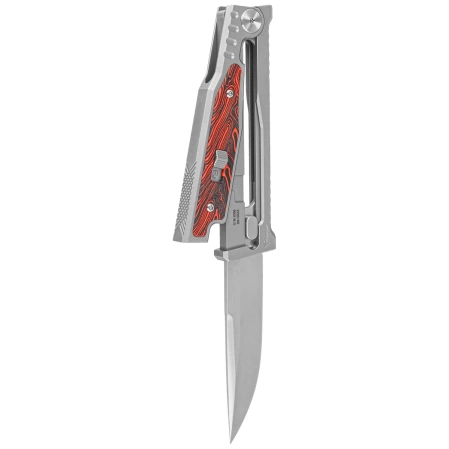 Nóż grawitacyjny Reate EXO-M Gravity Drop Point Bead Blasted Titanium/Damascus Red-Black G10, Satin Elmax