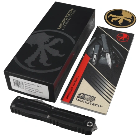 Nóż automatyczny OTF Microtech Ultratech Gen III EX-ZBP Bayonet Signature Black Aluminium, Stonewashed M390MK by Tony Marfione (1120EX-10S)