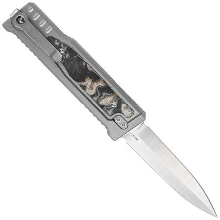 Reate EXO-M Gravity D/E Knife Bead Blasted Titanium/Burl Linen Micarta, Satin Elmax