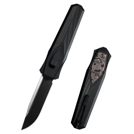 Remette RT-Swordfish CP Knife Black Aluminum/Copper Carbon Fiber, Titanium Black 14C28N (ZL103C7)