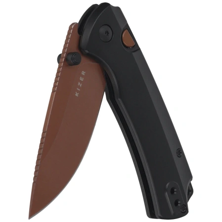 Nóż składany Kizer T1 BD Black Titanium, Sunset Metal PVD / Stonewashed Elmax by Uli Hennicke (Ki3490.2BDA2)