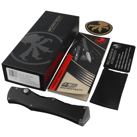 Microtech Halo Gen IV T/E Marfione Select OTF Knife Black Aluminum, Stonewashed M390MK by Tony Marfione (1151-10MS1)