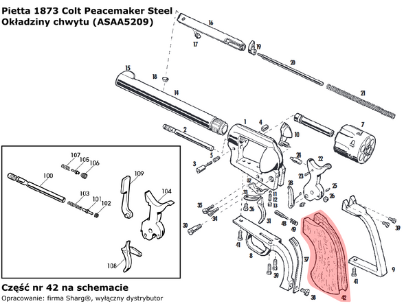 Pietta GRIP GWII FINISHED for 1873 Colt Peacemaker Single Action Steel (ASAA5209)