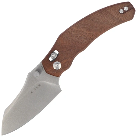Kizer Bulldog Knife Mkuruti Wood, Satin Nitro-V by O.SHO (V3672A2)