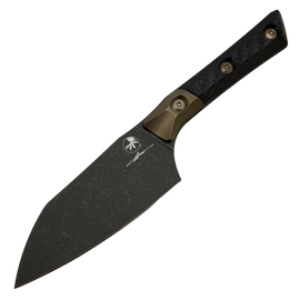 Nóż kuchenny Microtech Santoku 4.2'' Signature Bronze Titanium Bolsters/Carbon Fiber, Black DLC M390MK (3300B-1DLCCFS)
