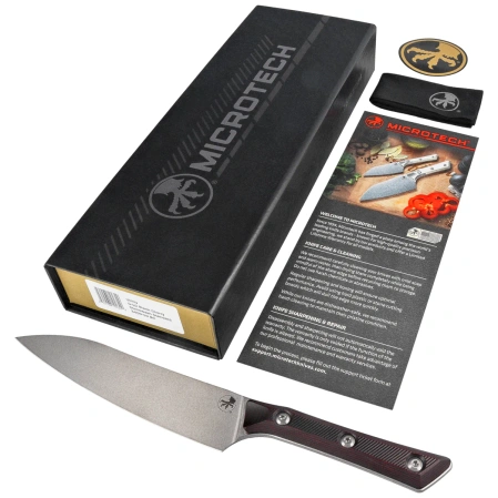 Microtech Utility Kitchen Knife Black Cherry G10, Stonewashed MK390 (3400-10BC)