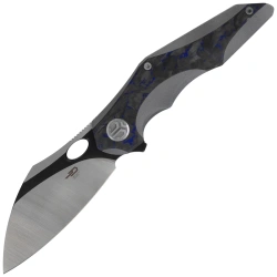 Bestech Nogard Grey Titanium/Black Blue Marbled Carbon Fiber, Satin/Black Stonewashed M390 by Kombou Knife (BT2105A)