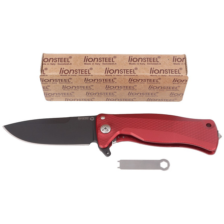 Nóż składany LionSteel SR11A Red Aluminium, Black Sleipner by Molletta (SR11A RB)