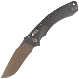 Nóż składany Microtech Amphibian Ram-Lok S/E Dark Burnt Bronze Fluted Aluminium, Bronze Apocalyptic M390MK by Tony Marfione (137RL-1FLDB-X19Z23)