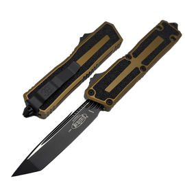 Microtech Scarab II Gen III T/E OTF Knife Tan Aluminum, Black M390MK by Tony Marfione (1279-1TA)