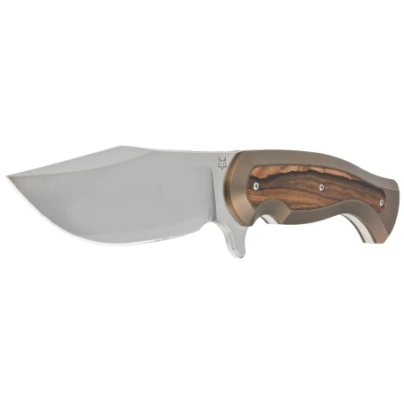 Fox Knife Eastwood Tiger Bronze Titanium/Ziricote Wood, Satin Elmax by Gudy Van Poppel (FX-106 TIZW)