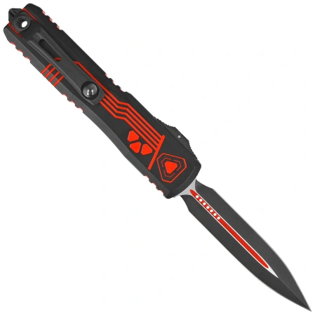 Nóż automatyczny OTF Microtech Ultratech Gen IV D/E Signature TRON Aluminium, Black Cerakote M390MK by Tony Marfione (11224-1RDROS)
