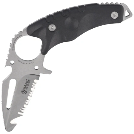 MAC Coltellerie Gunslinger Scuba Rescue Diving Knife Black FRN, Satin 420 by Riccardo Silva (GLRRE.N)