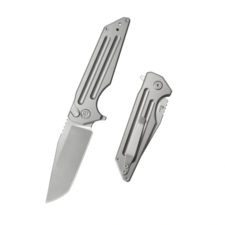 Kubey KB Knives Relentless Gray Titanium, Silver Bead Blasting M390 by Jake Hoback (KB462A)