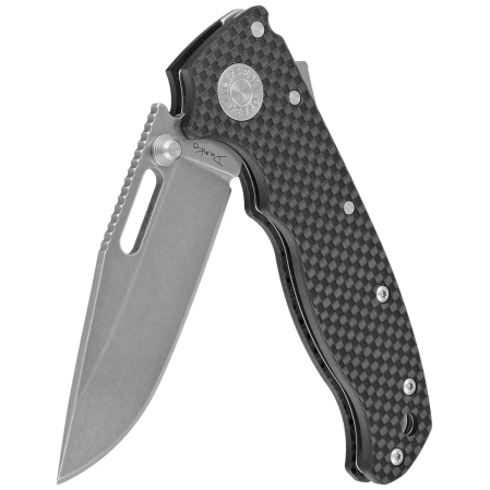 Demko AD20.5 Clip Point Knife Carbon Fiber, Stonewashed CPM 20CV by Andrew Demko (205-20CV-CARBON-CP)
