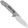 Remette RT-Kestrel Knife Gray Titanium/Green Carbon Fiber, Manual Fine Grinding Satin CPMS35VN (RTPO-A)