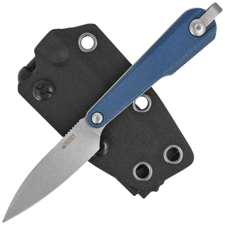 Kubey YAG SP Knife Blue Micarta, Beadblasted 14C28N by Ostap Hel (KU452B)