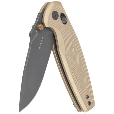 Nóż składany Kizer Khamsin Sand Aluminium, Gray PVD / Stonewashed Nitro-V by Maksim Epifantsev (V3791A1)