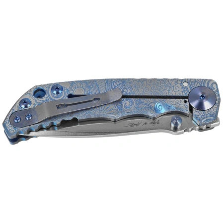 Spartan Blades Harsey Folder ''Paisley Blue'' Titanium, Stonewashed MagnaCut