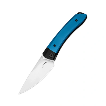 Kizer Mini MoMo Knife Black-Blue Aluminum, Satin 154CM by Vladimir Legachev (V3663C1)