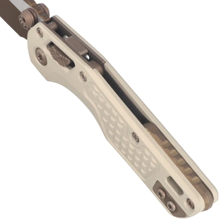 Microtech MSI Ram-Lok Mini S/E Knife Champagne Gold Frag Aluminium, Gold M390MK by Tony Marfione (210M-10FRCG-C19Z23)