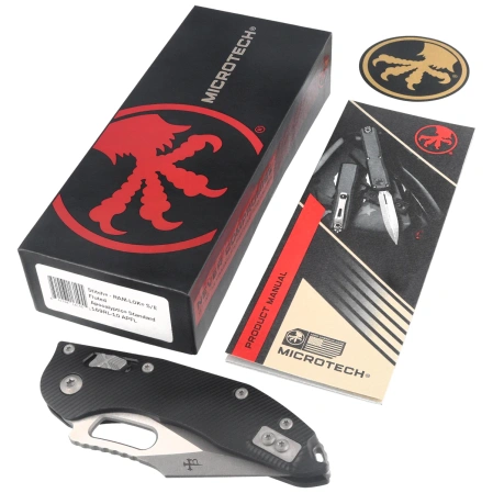 Microtech Stitch Ram-Lok S/E Knife Black Fluted Aluminium, Stonewashed M390MK by Borka Blades and Tony Marfione (169RL-10FL)