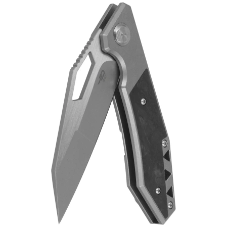 Bestech Knife Fractal Grey Titanium / Carbon Fiber, Stonewashed / Satin CPM S35VN (BT1907A)