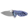 Rike Knife Mini Hummingbird Blue Titanium, Rose Damascus by Richard Wu (RK-MINI-BL)